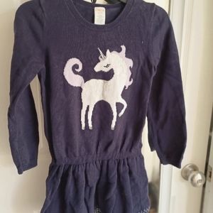 Sweater  dress with unicorn design for girls. Normal wear, worn once.